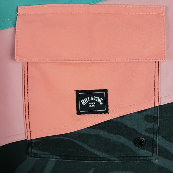 Billabong Men's Size 32 T-Street Pro Board Shorts Aqua Pink Colorblock Swimwear - Picture 6 of 9